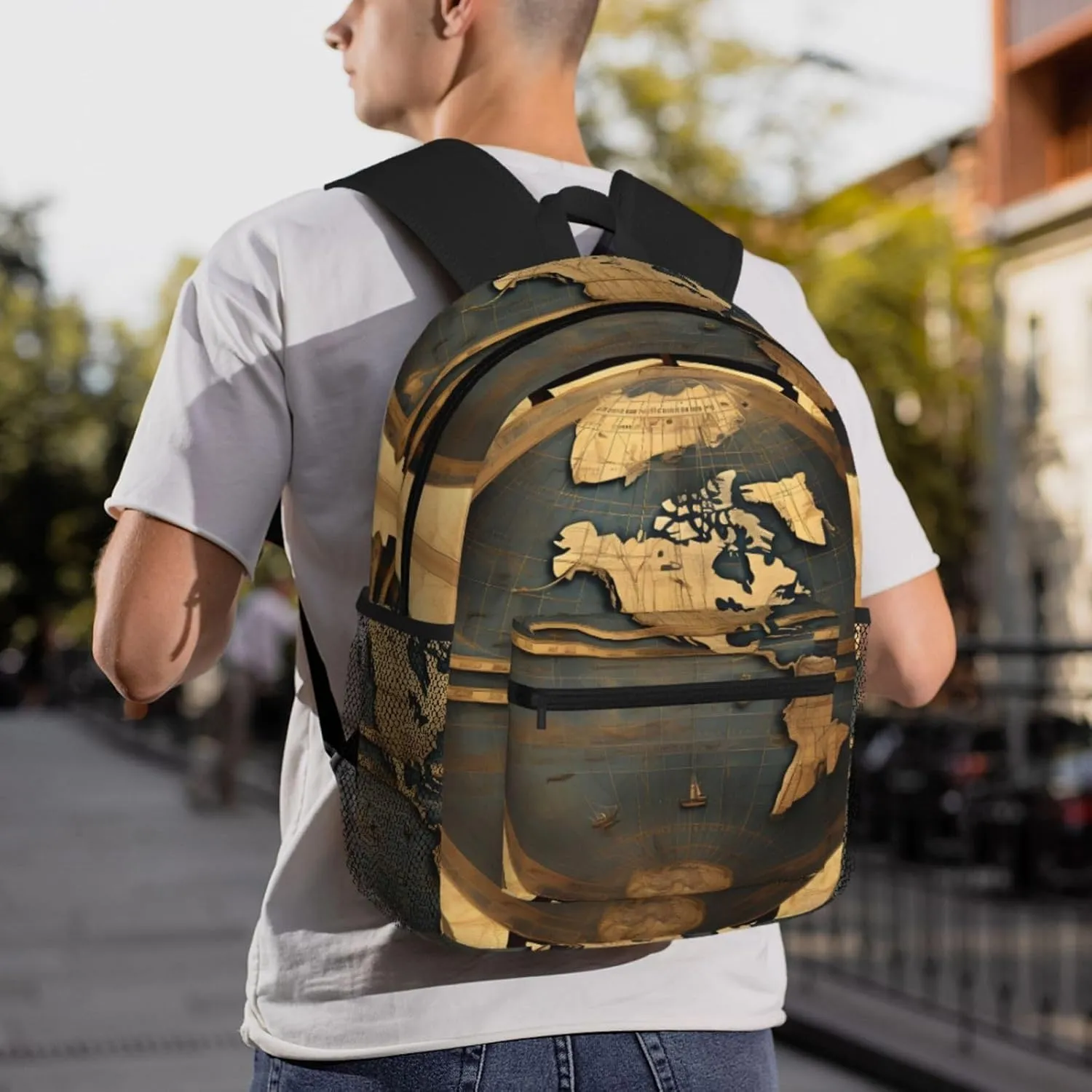 Lightweight Laptop Backpack,Casual Daypack Travel Backpack Bookbag Work Bag for Men and Women-Ancient World Globe