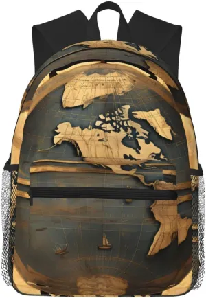 Lightweight Laptop Backpack,Casual Daypack Travel Backpack Bookbag Work Bag for Men and Women-Ancient World Globe