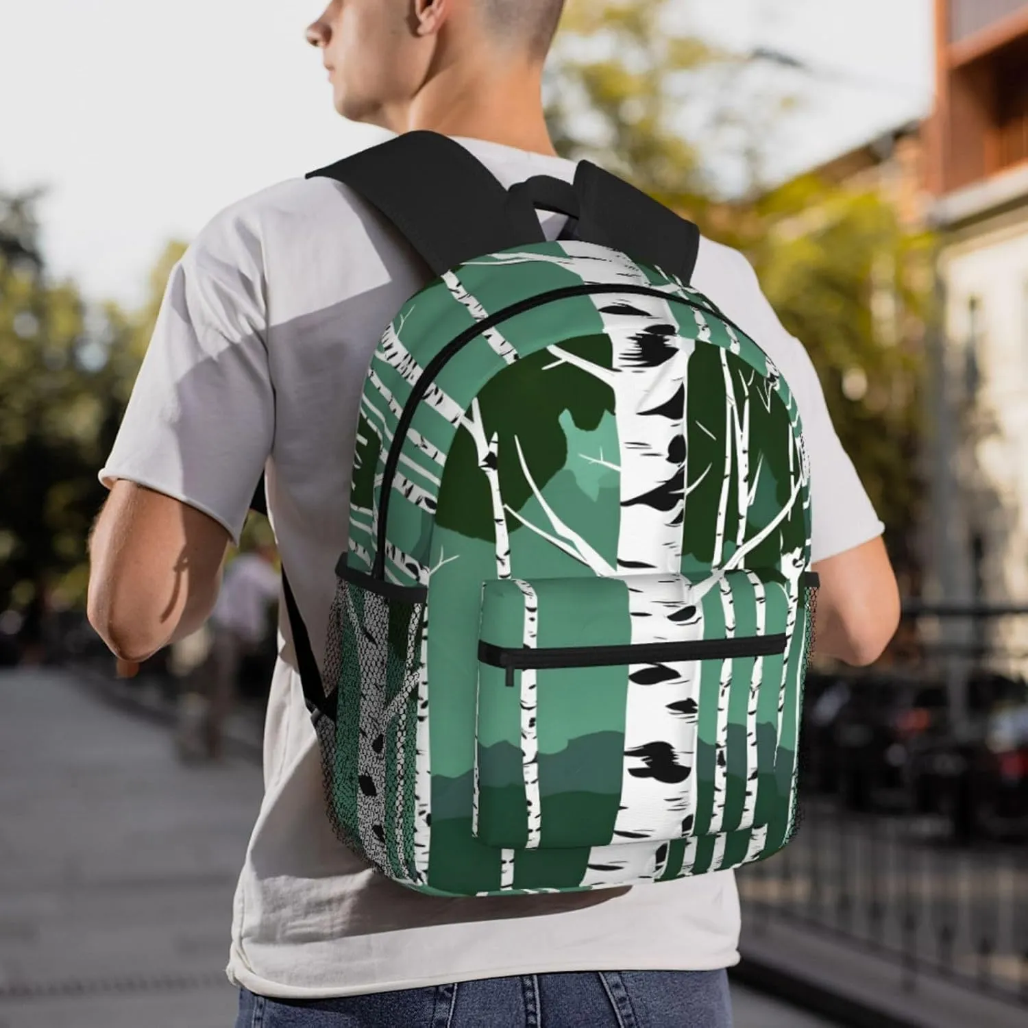 Lightweight Laptop Backpack,Casual Daypack Travel Backpack Bookbag Work Bag for Men and Women-Birch Trees