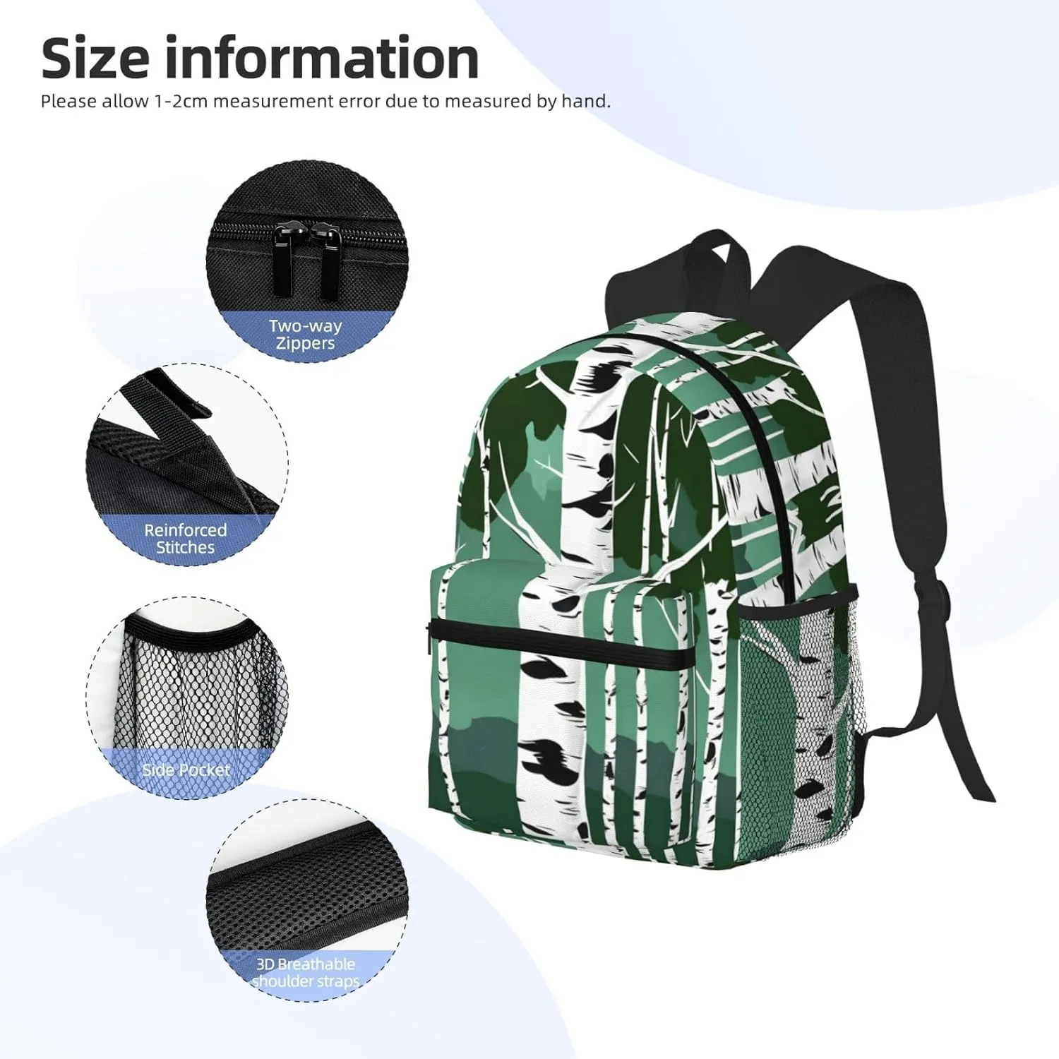Lightweight Laptop Backpack,Casual Daypack Travel Backpack Bookbag Work Bag for Men and Women-Birch Trees