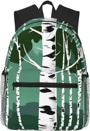 Lightweight Laptop Backpack,Casual Daypack Travel Backpack Bookbag Work Bag for Men and Women-Birch Trees