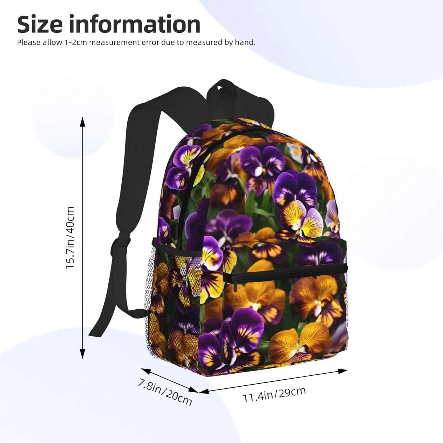 Lightweight Laptop Backpack,Casual Daypack Travel Backpack Bookbag Work Bag for Men and Women-Pansy Perfection