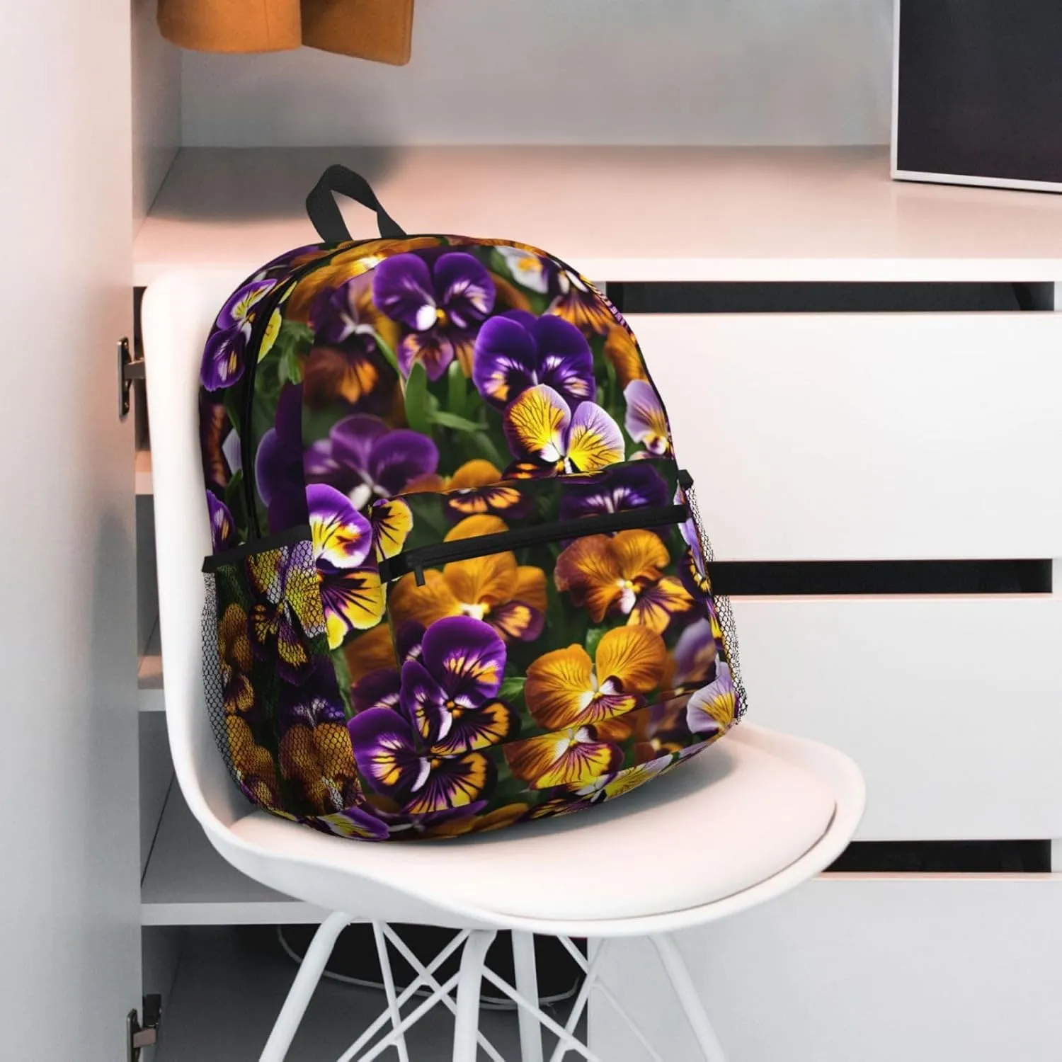 Lightweight Laptop Backpack,Casual Daypack Travel Backpack Bookbag Work Bag for Men and Women-Pansy Perfection