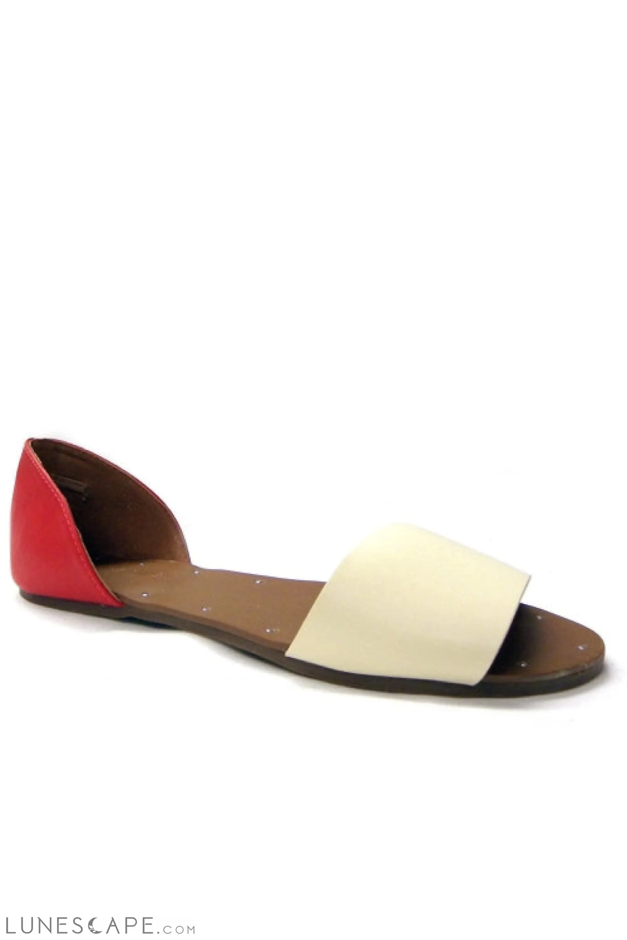 LINHSAY Metallic Leather Open Toed Flat Sandals