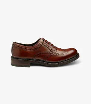 LOAKE EDWARD MAHOGANY OXFORD BROGUE RUBBER SOLE G-WIDE