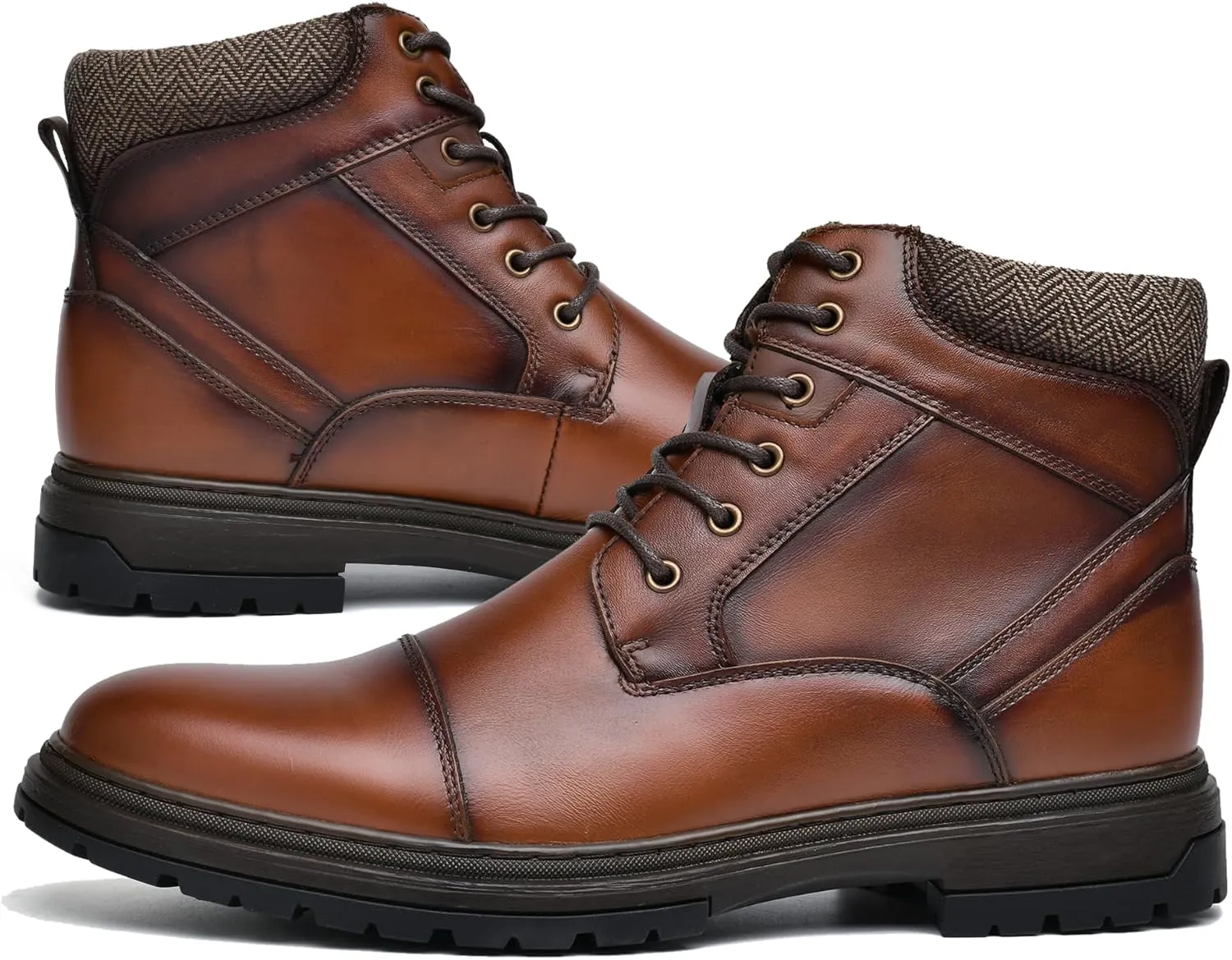 Mens Casual Chukka Dress Boots - High Top Comfortable Leather Oxford Ankle Boot Combat Motorcycle Winter Shoes for Men