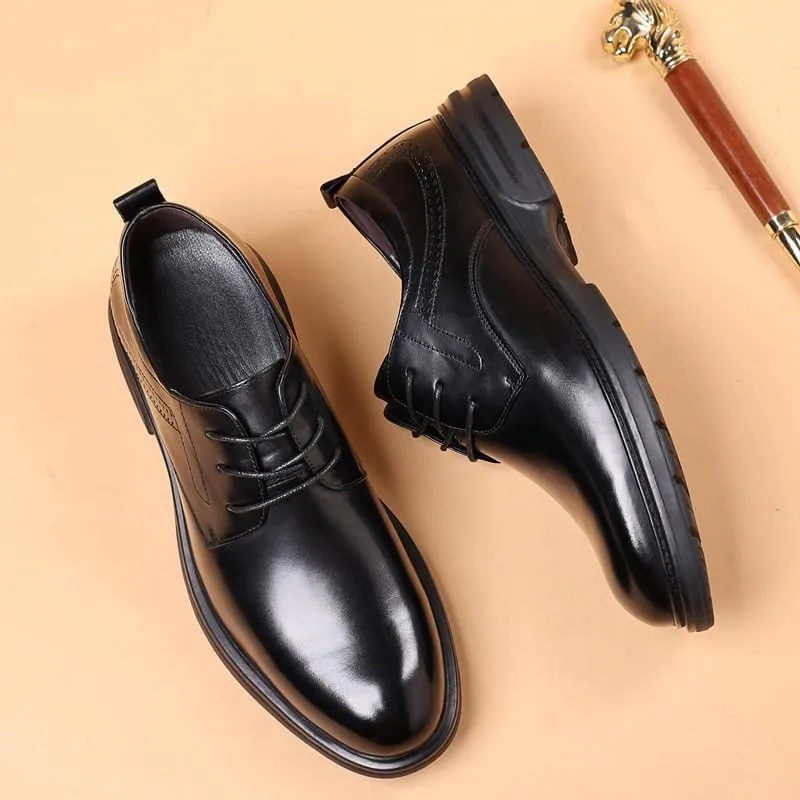 Men's Classic Lace-up Formal Oxfords Mens Casual Walking Shoes Office Flats for Wedding Evening Uniform Party Office Dress Shoes
