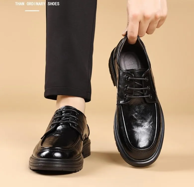 Men's Dress Shoes Genuine Leather Oxford Shoes Lace-Up Formal Business Brogues Shoes Casual Work Office Sneakers(8.5)