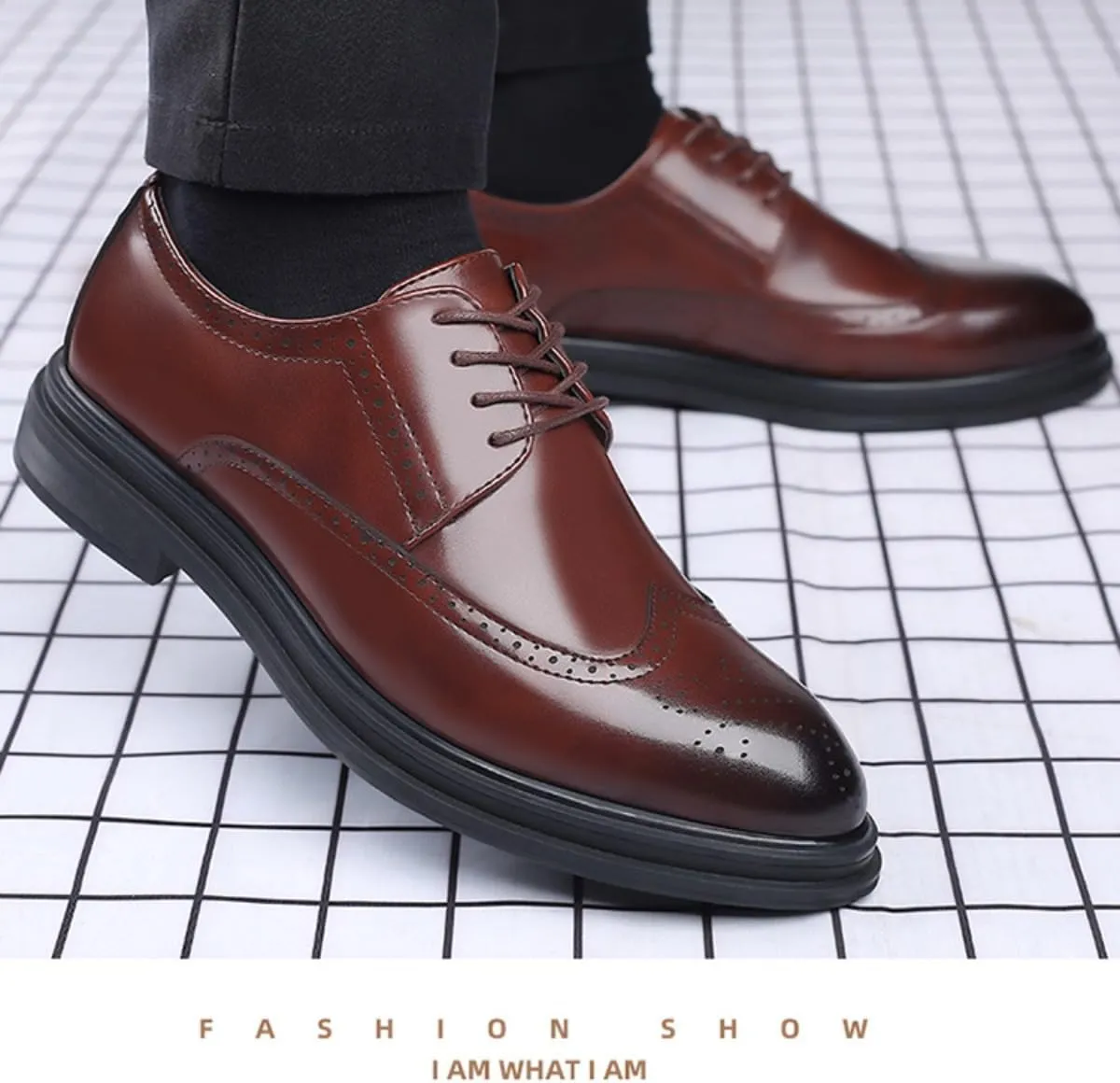 Men's Formal Oxford Comfortable Dress Shoes - Business Wingtip Lace Up Leather Shoes with Classic and Modern Designs