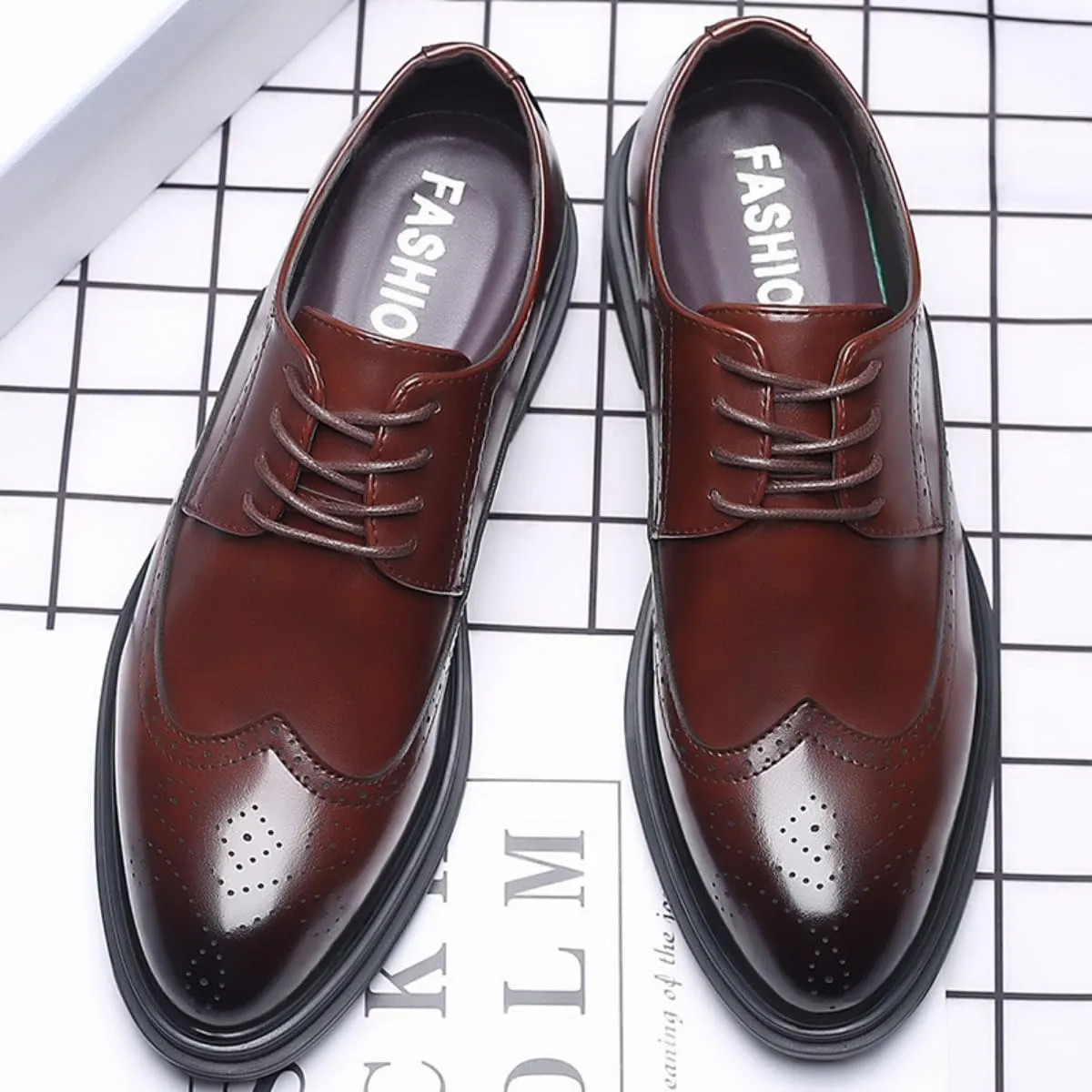 Men's Formal Oxford Comfortable Dress Shoes - Business Wingtip Lace Up Leather Shoes with Classic and Modern Designs