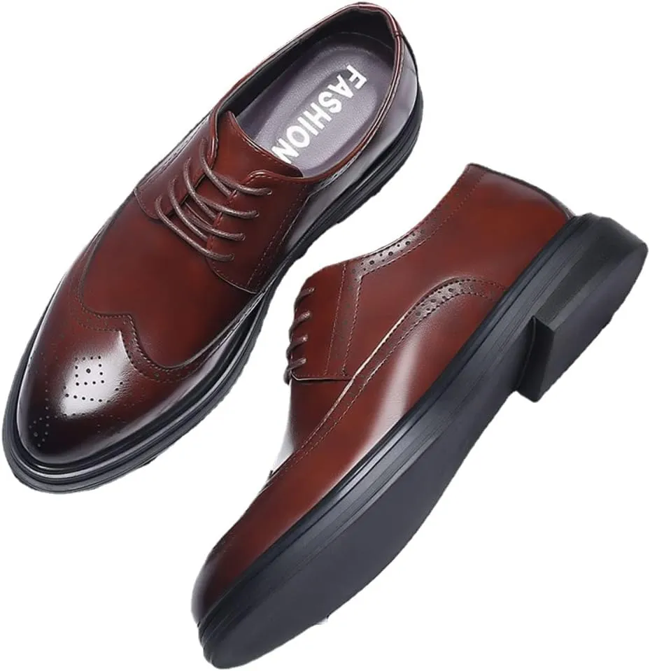 Men's Formal Oxford Comfortable Dress Shoes - Business Wingtip Lace Up Leather Shoes with Classic and Modern Designs