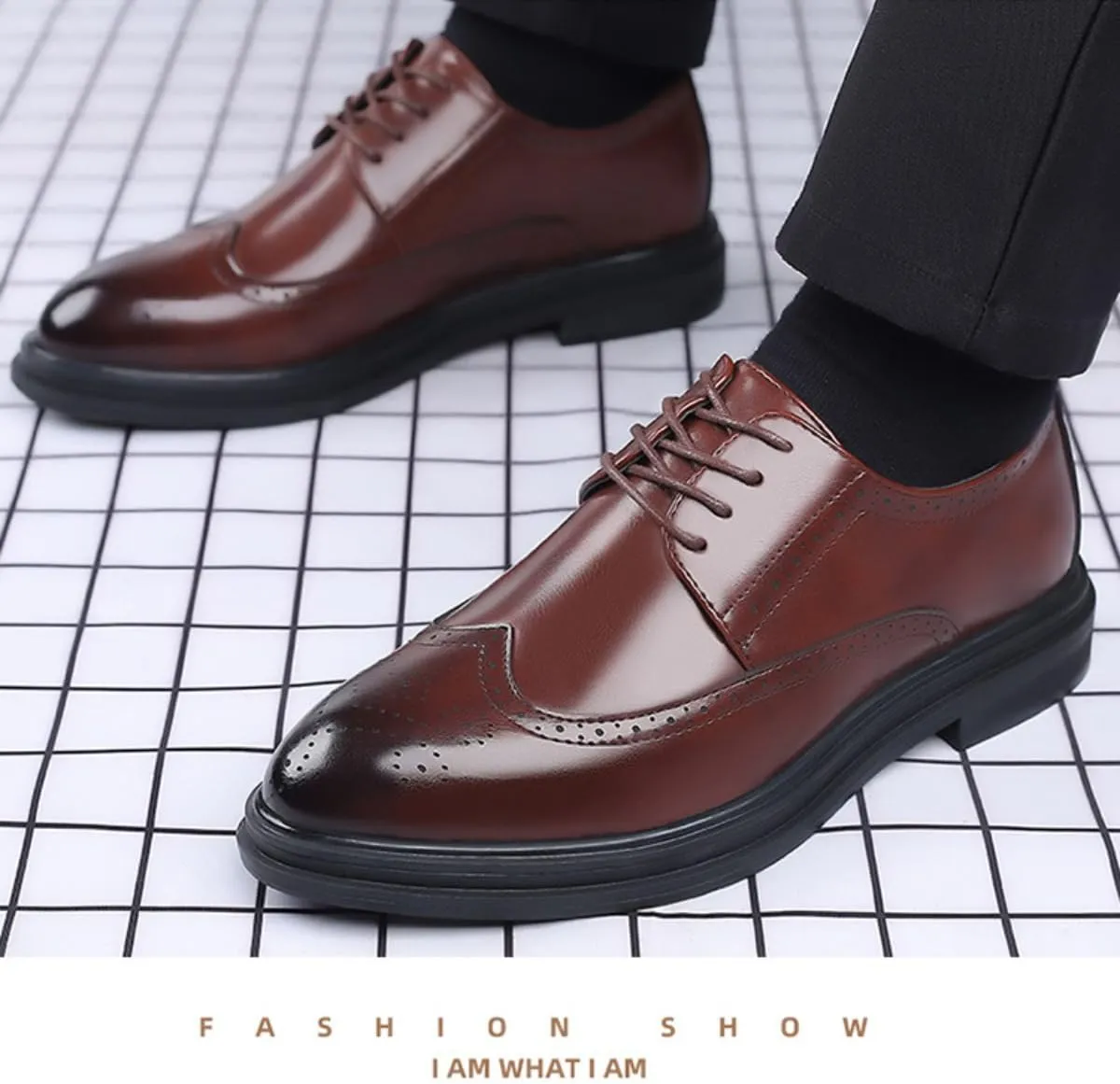 Men's Formal Oxford Comfortable Dress Shoes - Business Wingtip Lace Up Leather Shoes with Classic and Modern Designs