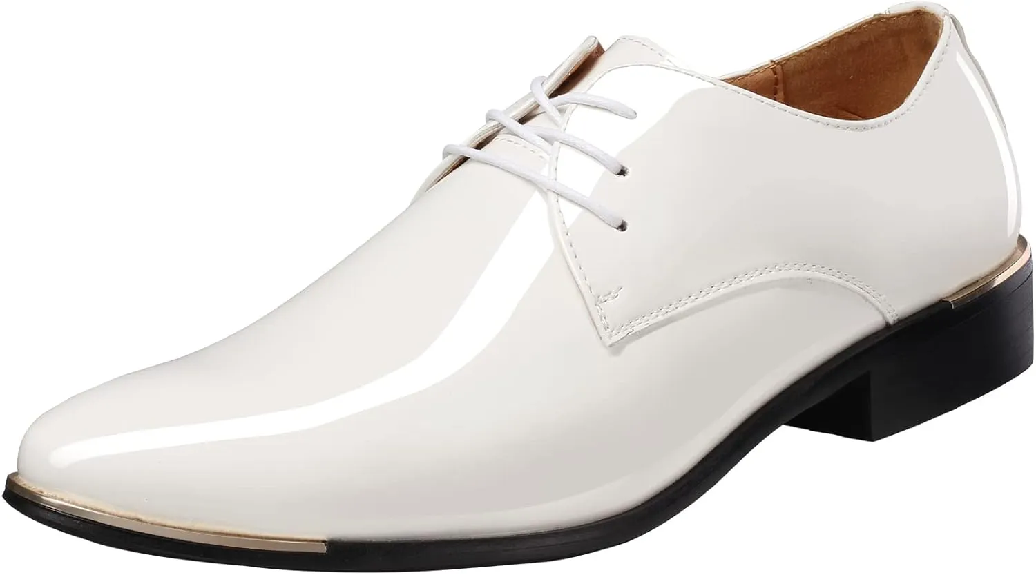 Men's Lace-Up Oxford Patent Leather Pointed Toe Business Formal Wedding Dress Shoes