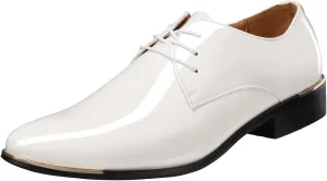 Men's Lace-Up Oxford Patent Leather Pointed Toe Business Formal Wedding Dress Shoes