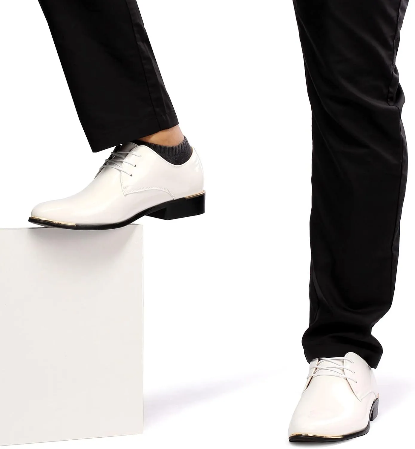 Men's Lace-Up Oxford Patent Leather Pointed Toe Business Formal Wedding Dress Shoes