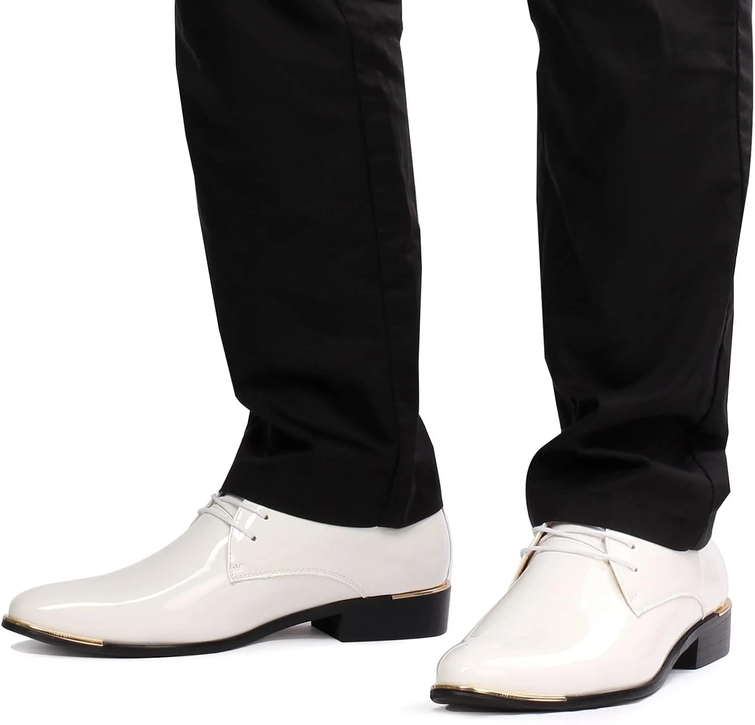 Men's Lace-Up Oxford Patent Leather Pointed Toe Business Formal Wedding Dress Shoes