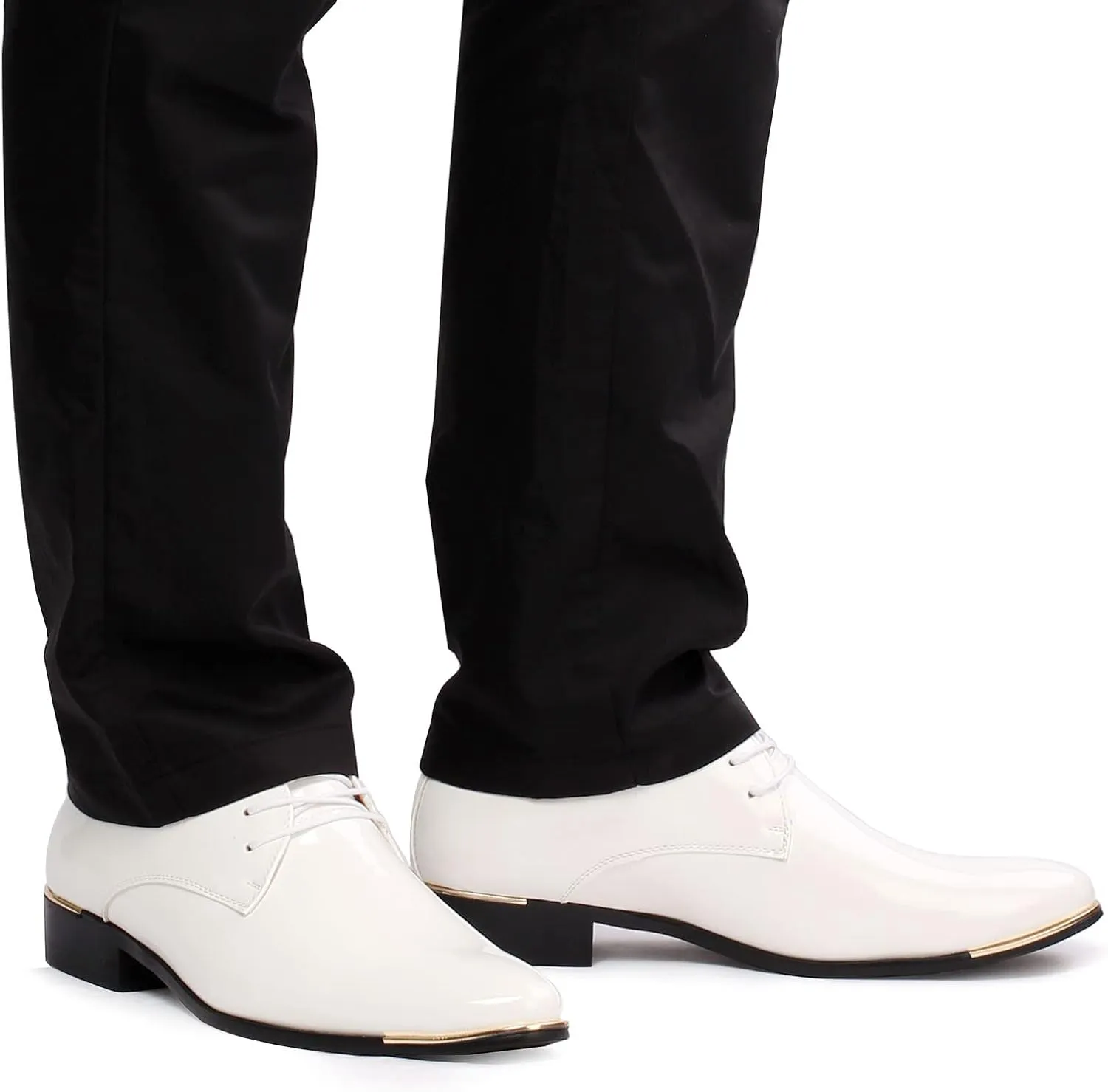 Men's Lace-Up Oxford Patent Leather Pointed Toe Business Formal Wedding Dress Shoes