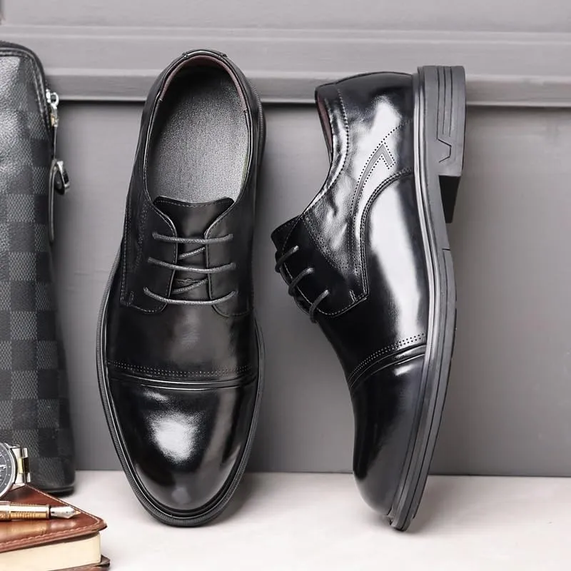 Men's Leather Oxfords Summer Lace Up Fashion Casual Classic Dress Shoes Driving Work Business Dress Shoes