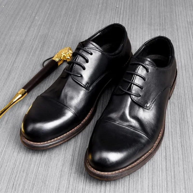 Men's Low Oxford Mens Classic Modern Formal Oxford Wingtip Lace Up Dress Shoes Horse Leather Upper Cowhide Leather Lining