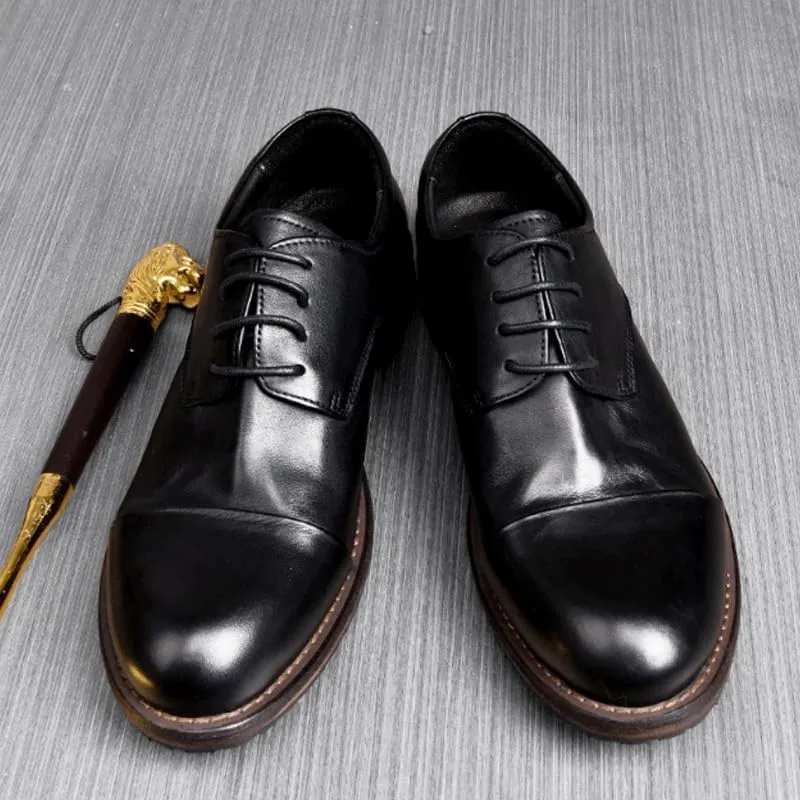 Men's Low Oxford Mens Classic Modern Formal Oxford Wingtip Lace Up Dress Shoes Horse Leather Upper Cowhide Leather Lining