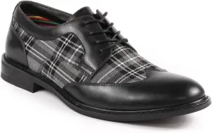 Metrocharm MET525-1 Men's Plaid Lace Up Wing Tip Classic Oxford Dress Shoes