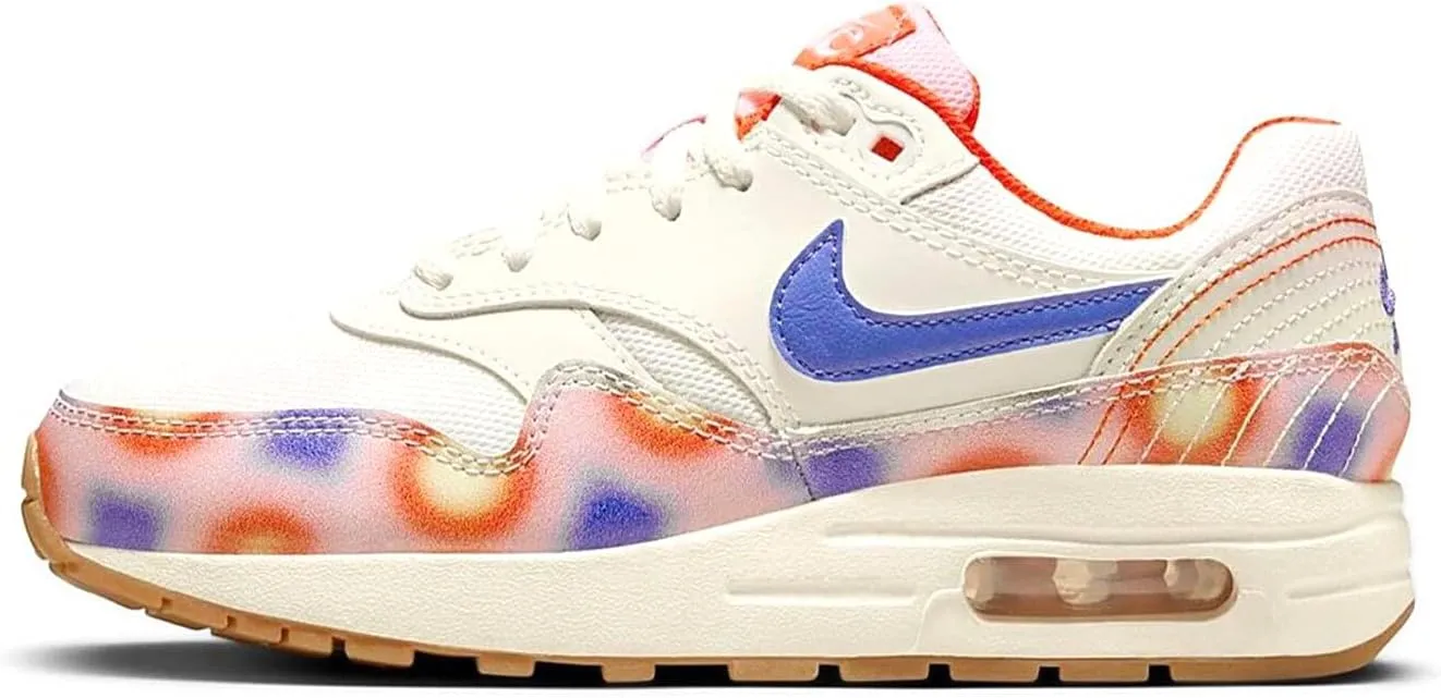 Nike Air Max 1 SE Big Kids' Shoes (FN7287-100, SAIL/Blue Joy/Safety Orange/Football Grey) Size 7