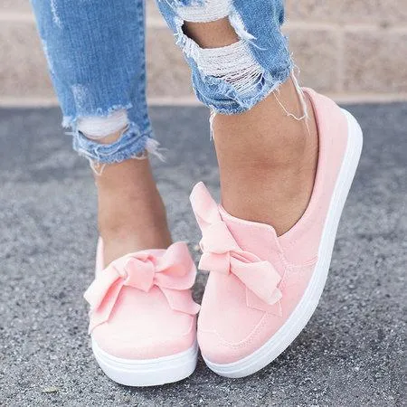 Nubuck Loafers Casual Bowknot Shoes