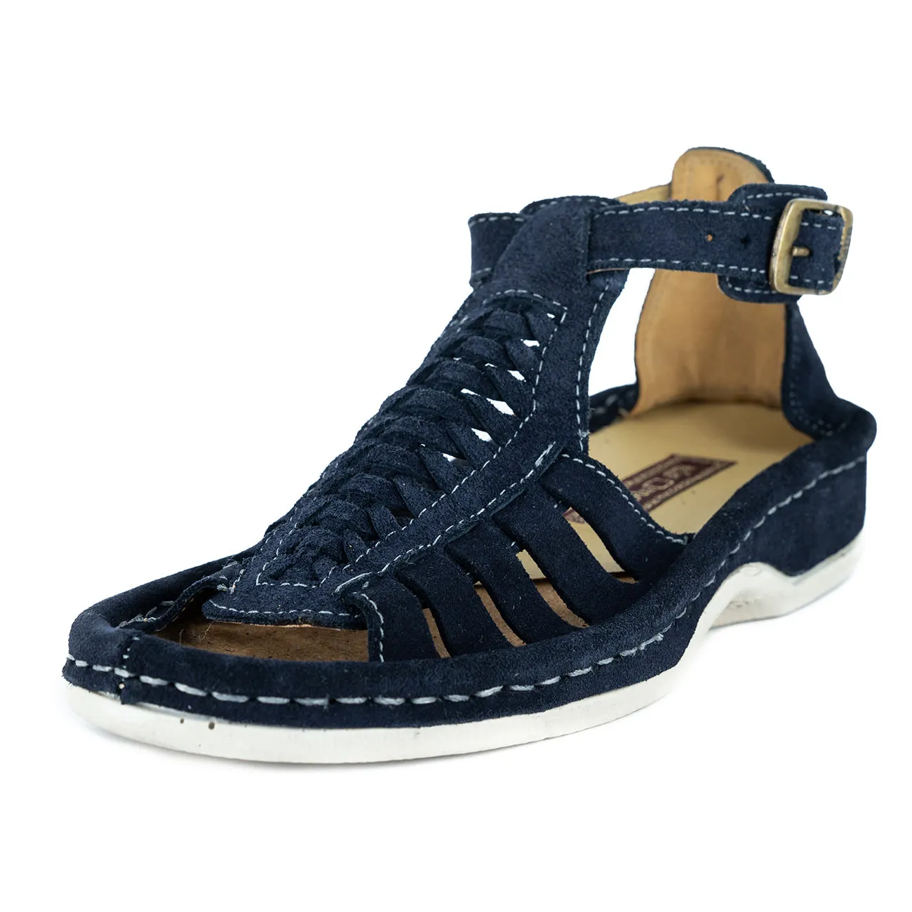 OLOM001 : Leather Sandal in Navy Suede