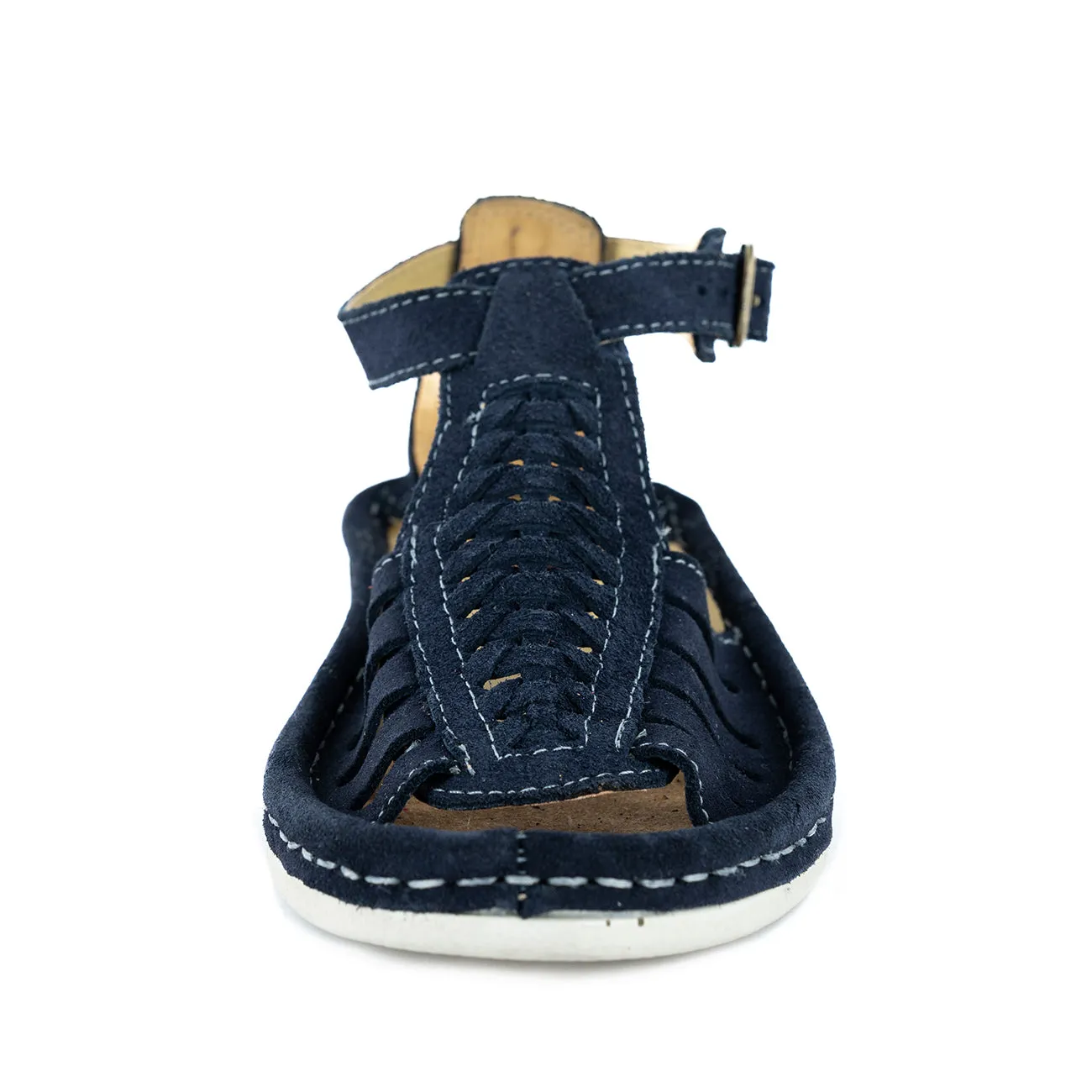 OLOM001 : Leather Sandal in Navy Suede