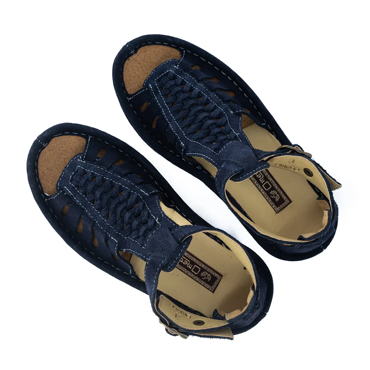 OLOM001 : Leather Sandal in Navy Suede