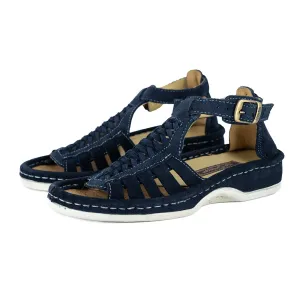 OLOM001 : Leather Sandal in Navy Suede