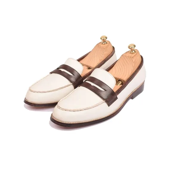 Penny Loafer In White Leather