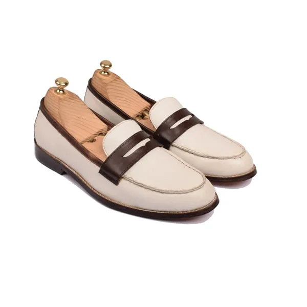 Penny Loafer In White Leather