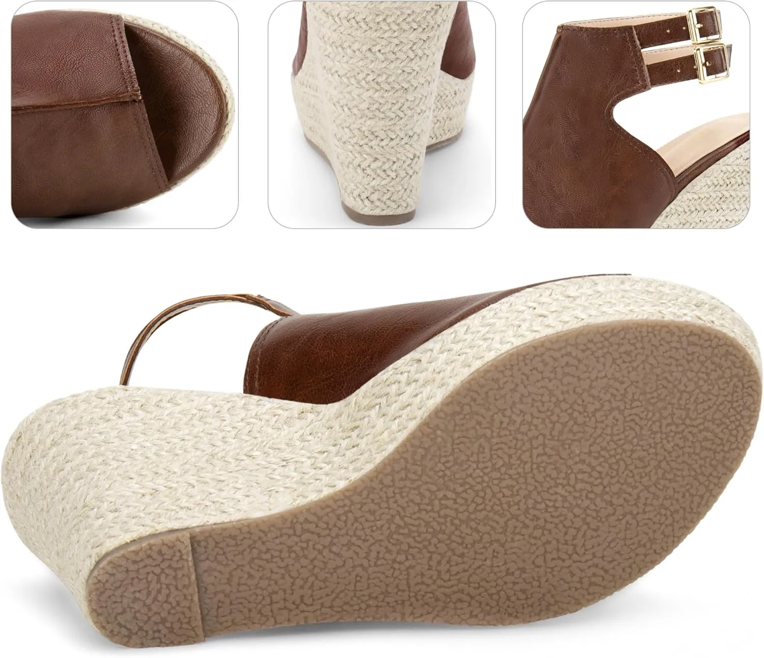 Perphy Espadrilles Slingback Wedges Peep Toe Platform Wedge Heel Sandals for Women