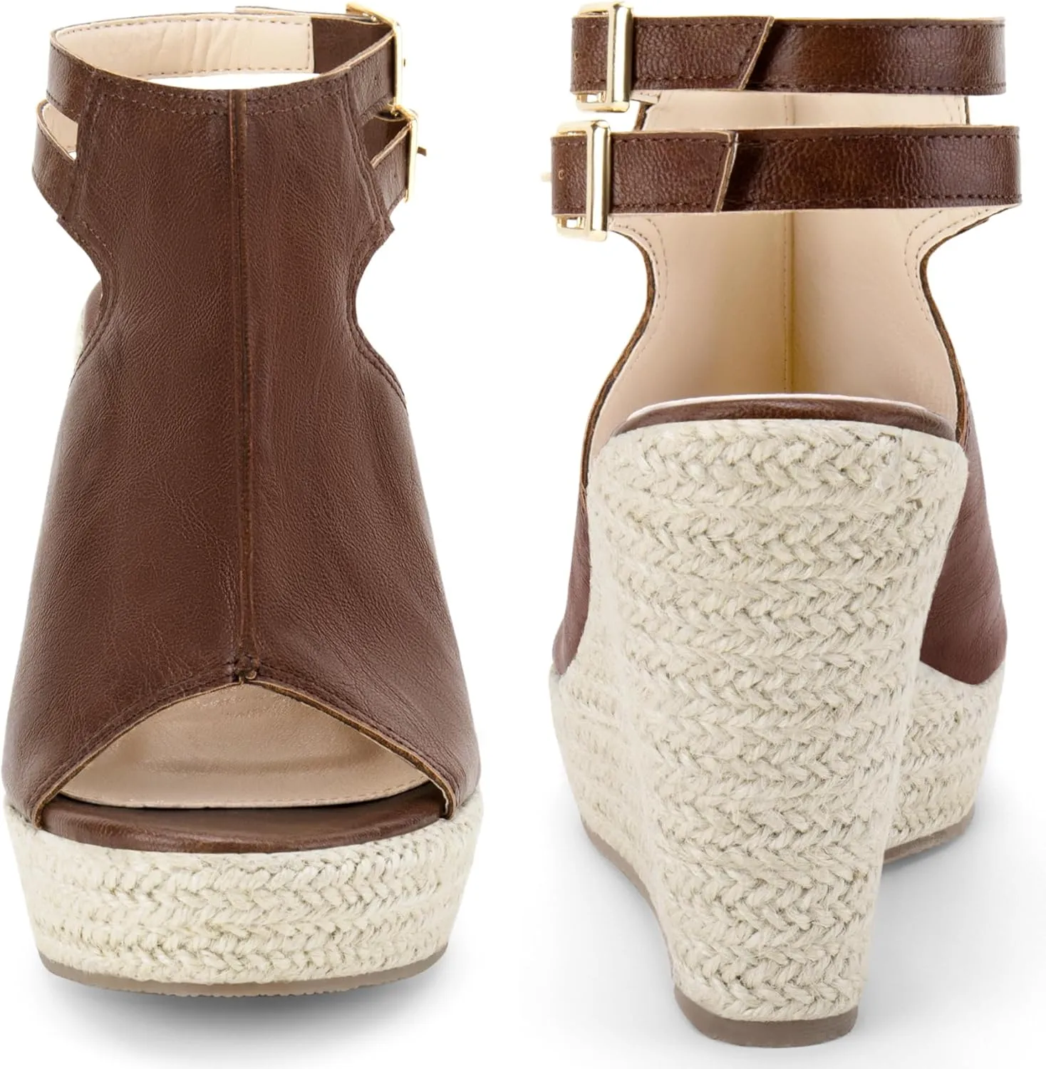 Perphy Espadrilles Slingback Wedges Peep Toe Platform Wedge Heel Sandals for Women