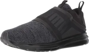 PUMA Men's Enzo Strap Knit Sneaker, Black-Asphalt, 14 M US