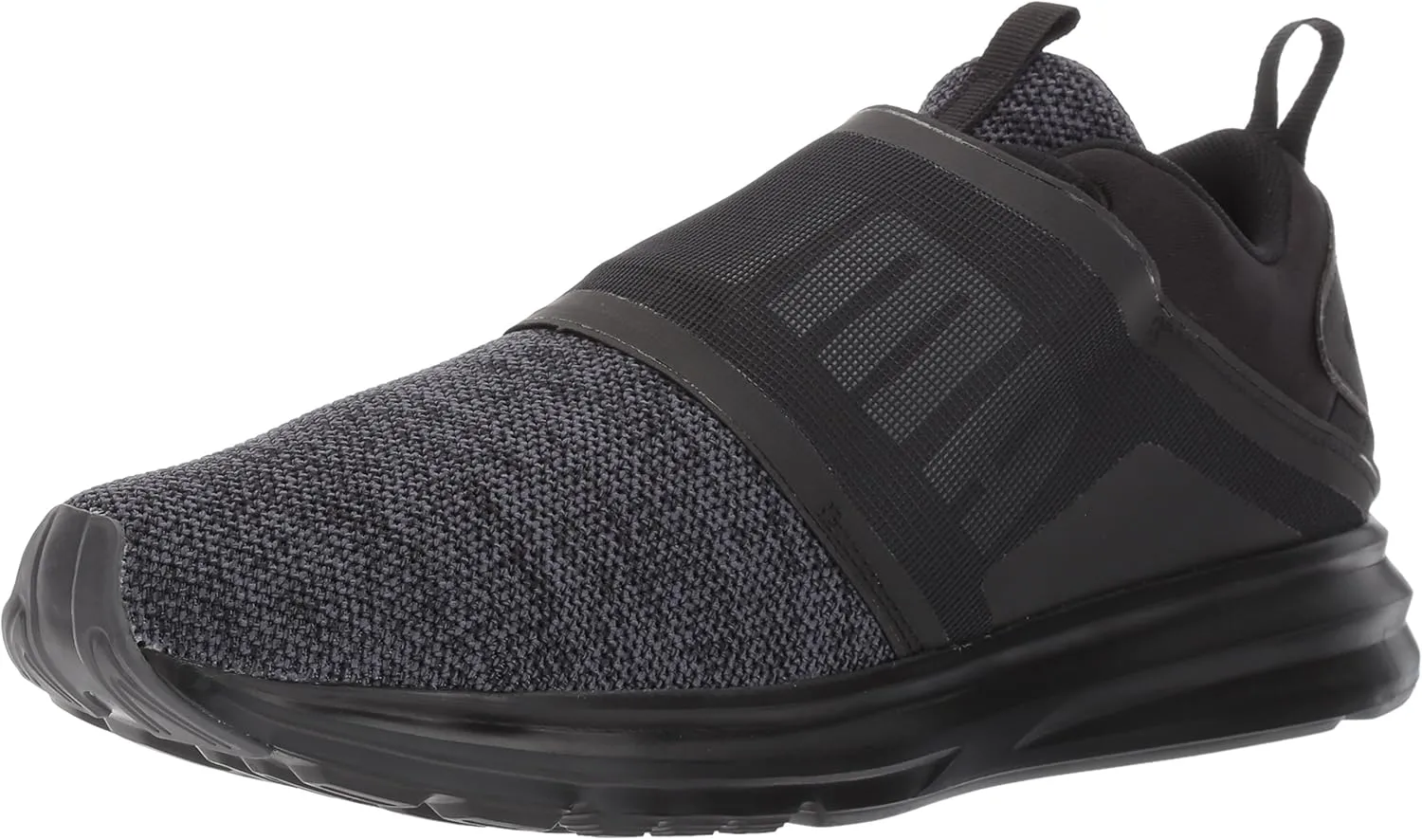 PUMA Men's Enzo Strap Knit Sneaker, Black-Asphalt, 14 M US