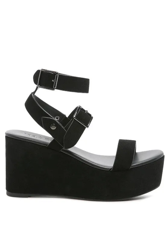 RAG&CO Portia Leather Wedge Sandal