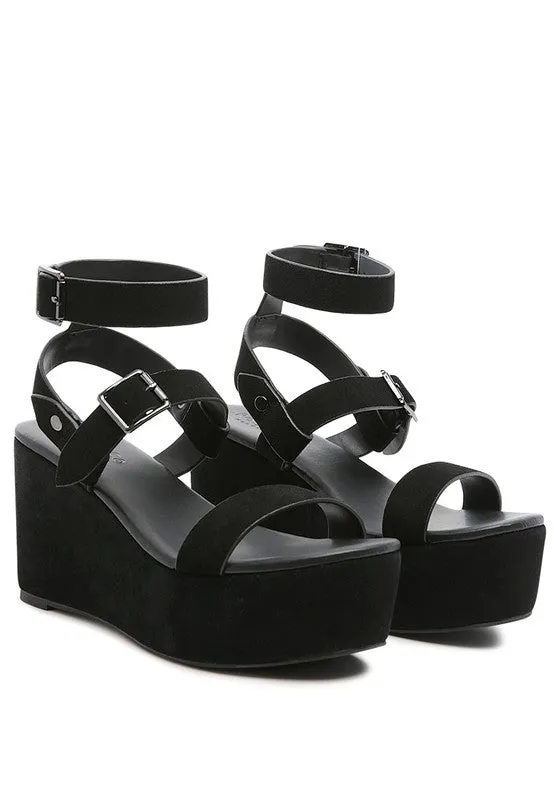 RAG&CO Portia Leather Wedge Sandal