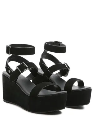 RAG&CO Portia Leather Wedge Sandal