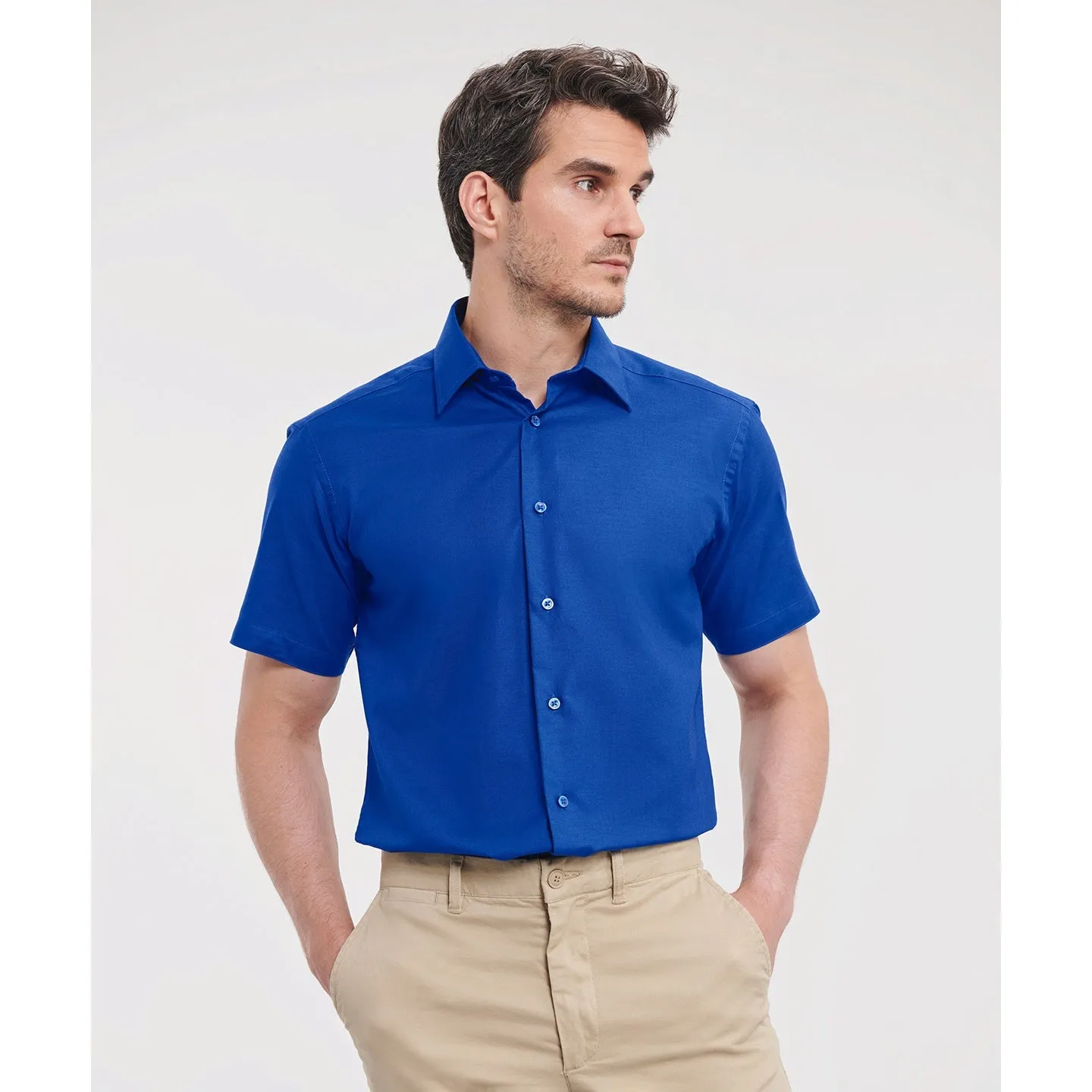 Russell Collection Short Sleeve Easycare Tailored Oxford Shirt