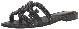 Sam Edelman Women's Bay Flat Sandal, Black Perla, 8