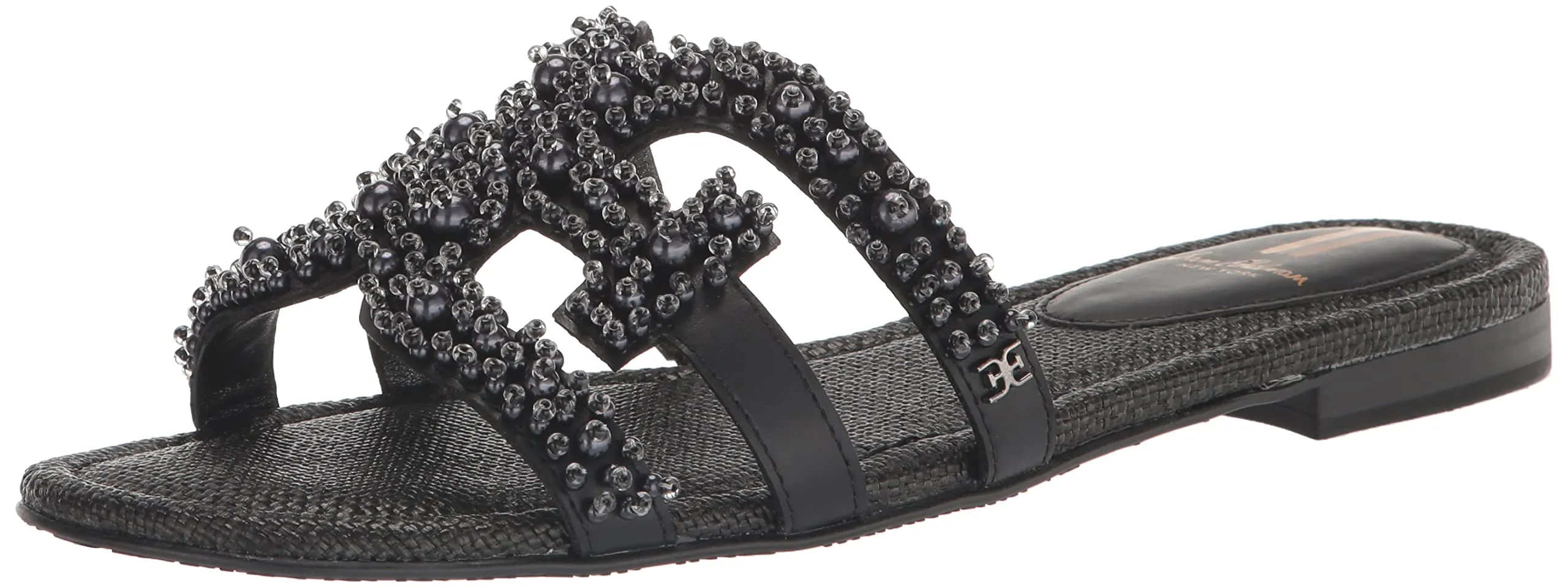 Sam Edelman Women's Bay Flat Sandal, Black Perla, 8
