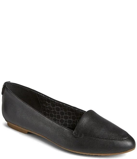 Size (9) Sperry Piper Leather Loafer Ballet Flats Black
