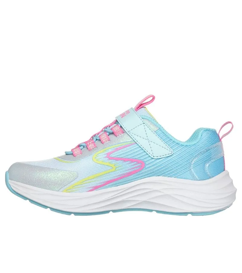 Skechers Girls Blue Glitter Mesh Slip On Trainer Go Run Accelerate - 303920L