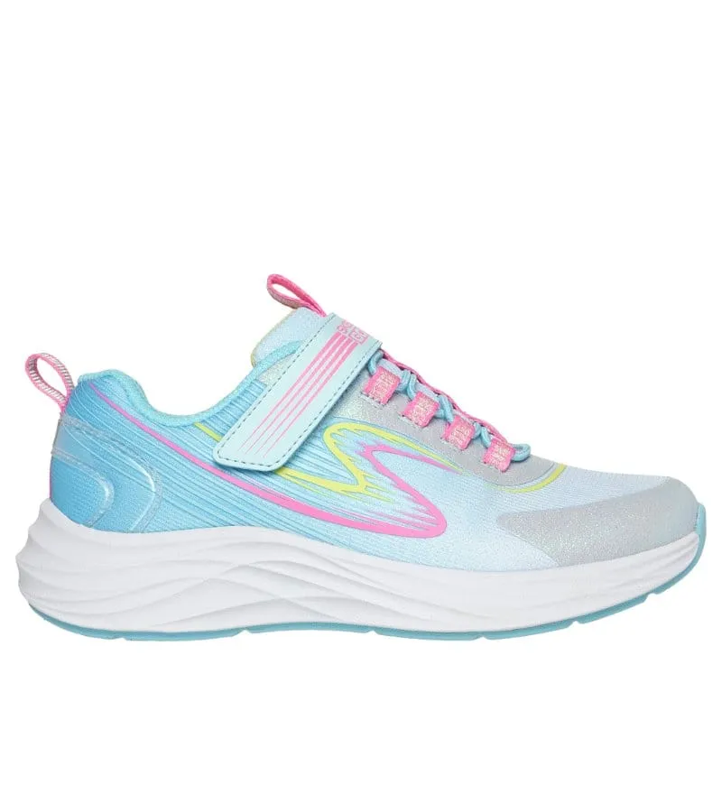 Skechers Girls Blue Glitter Mesh Slip On Trainer Go Run Accelerate - 303920L