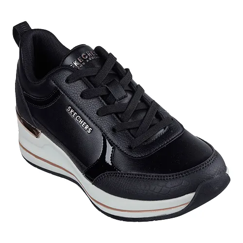 Skechers Ladies Wedge Trainers - 177345 - Black