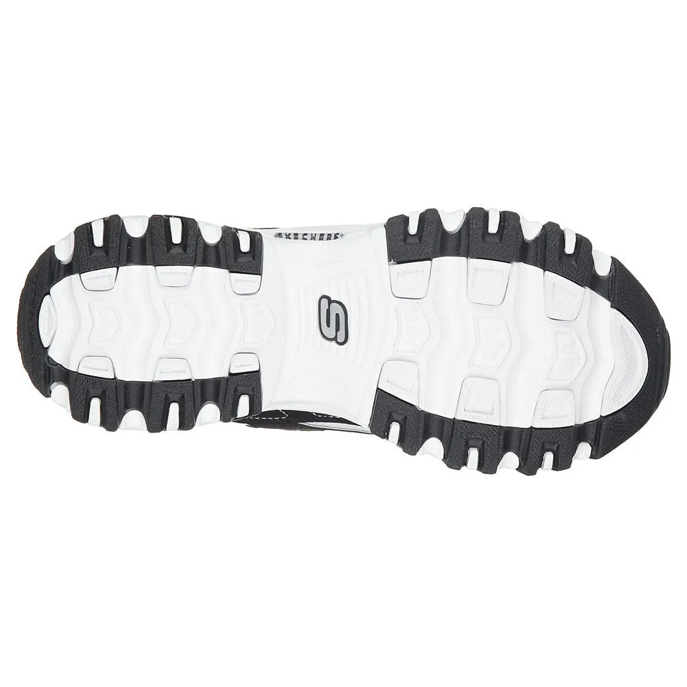 Skechers Women's D'Lites Biggest Fan Low Top Sneaker Shoes Black White (BKW)
