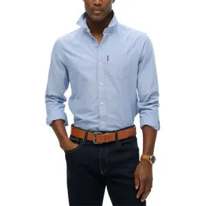 Superdry Essentials Oxford Long Sleeve Shirt - Azure Blue Chambray Oxford