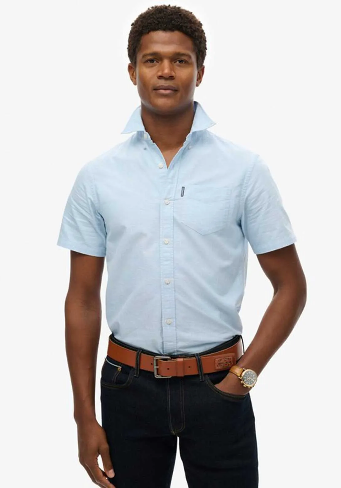 Superdry Oxford Short Sleeve Shirt, Classic Blue